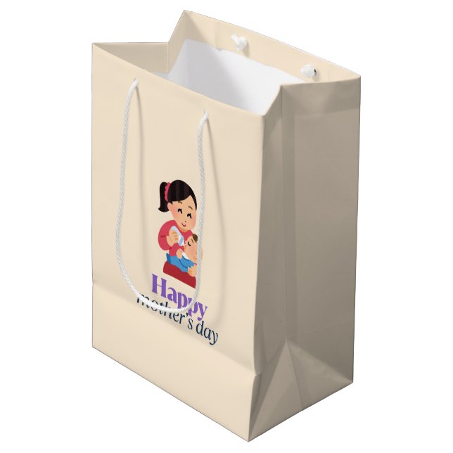Mom and baby, happy mother's day medium gift bag (Front Angled)