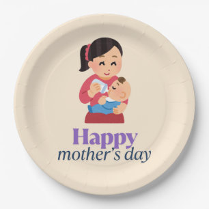 Mom and baby, happy mother's day paper plates