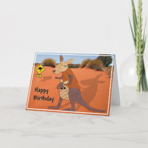 Mom and Baby Kangaroo in the Outback Birthday Card