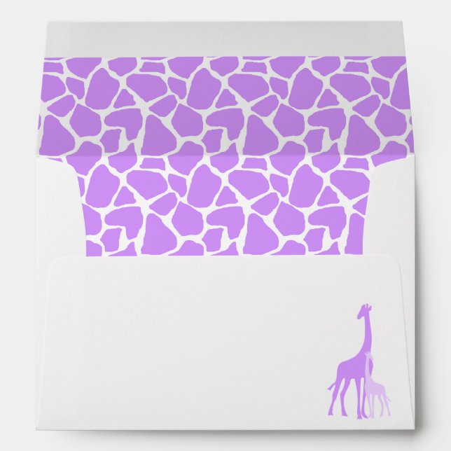 Mom and Baby Lavender Giraffes Baby Shower Envelope (Back (Bottom))