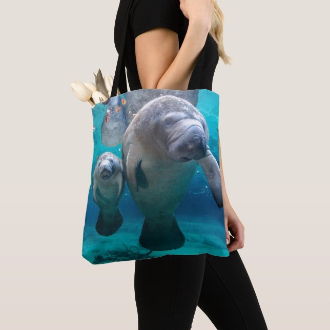 Mom And Baby Manatee (Three Sisters Springs) Tote Bag (Close Up)