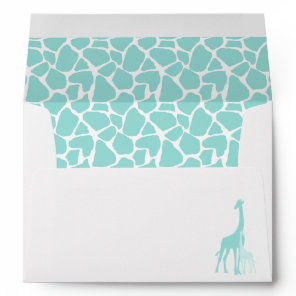 Mom and Baby Mint Giraffes Baby Shower Envelope