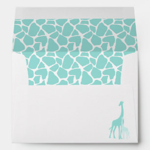 Mom and Baby Mint Giraffes Baby Shower Envelope