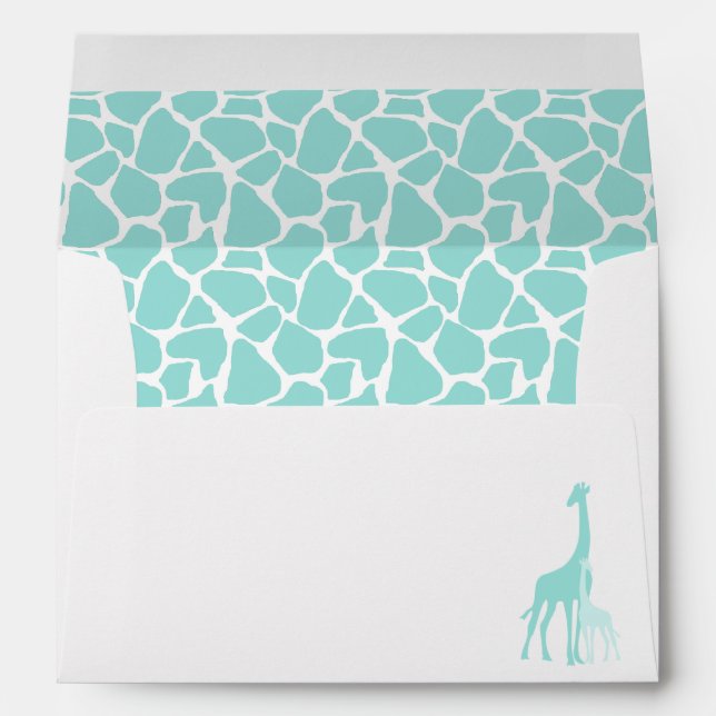 Mom and Baby Mint Giraffes Baby Shower Envelope (Back (Bottom))