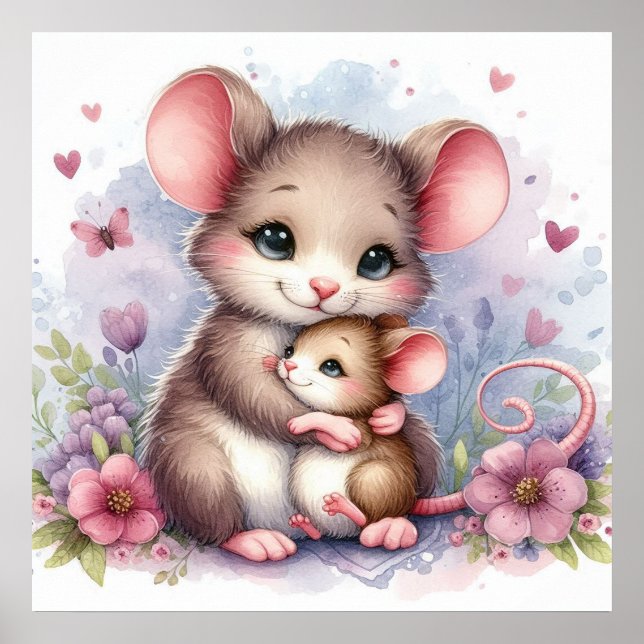 Mom and Baby Mouse Poster (Front)