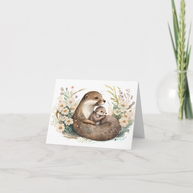 Mom and Baby Otter Mothers Day Card (Front)