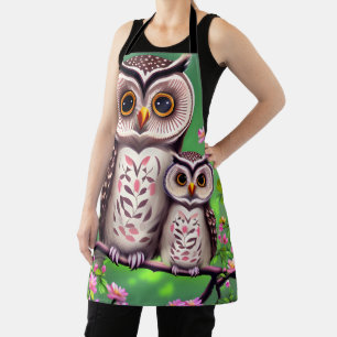 Mom and Baby Owl Apron