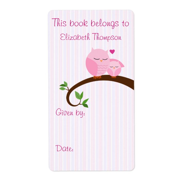 Mom and Baby Owl Book Label (Front)