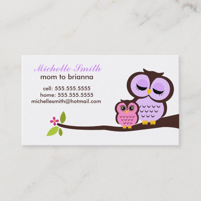 Mom and Baby Owl Calling Cards (Front)