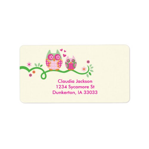 Mom and Baby Owl Custom Label