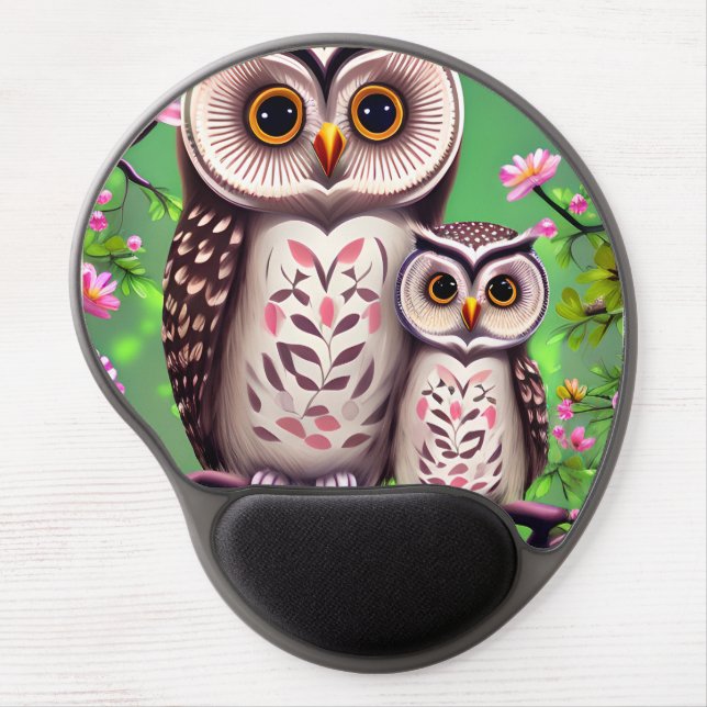 Mom and Baby Owl Gel Mouse Pad (Front)