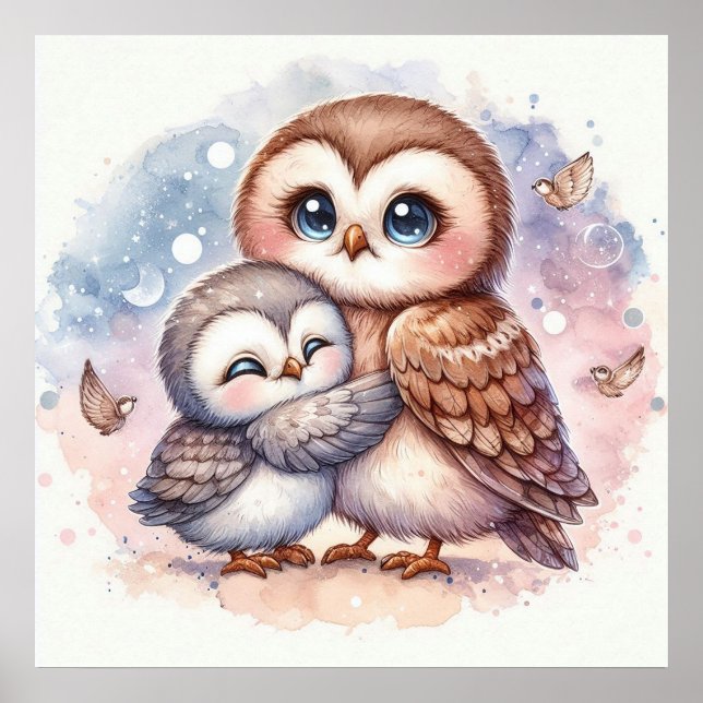 Mom and Baby Owl Poster (Front)