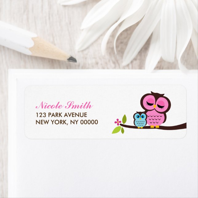 Mom and Baby Owl Return Address Labels (Insitu)