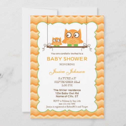 Mom and Baby Owls Unisex Baby Shower Invitation