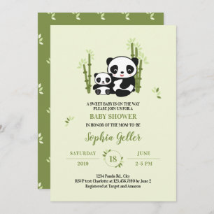 Mom and Baby Panda Bear Baby Shower Invitation