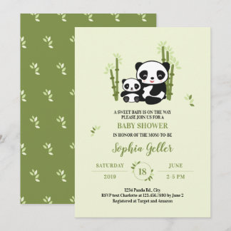 Mom and Baby Panda Bear Baby Shower Invitation