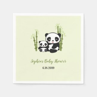 Mom and Baby Panda Bear Baby Shower Napkin
