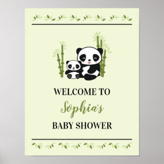 Mom and Baby Panda Bear Baby Shower Plate Poster
