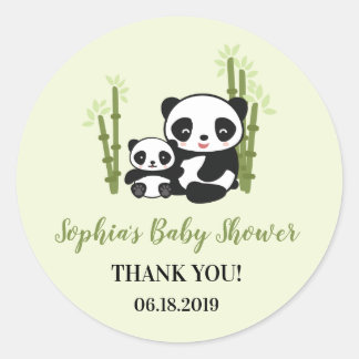 Mom and Baby Panda Bear Baby Shower Sticker