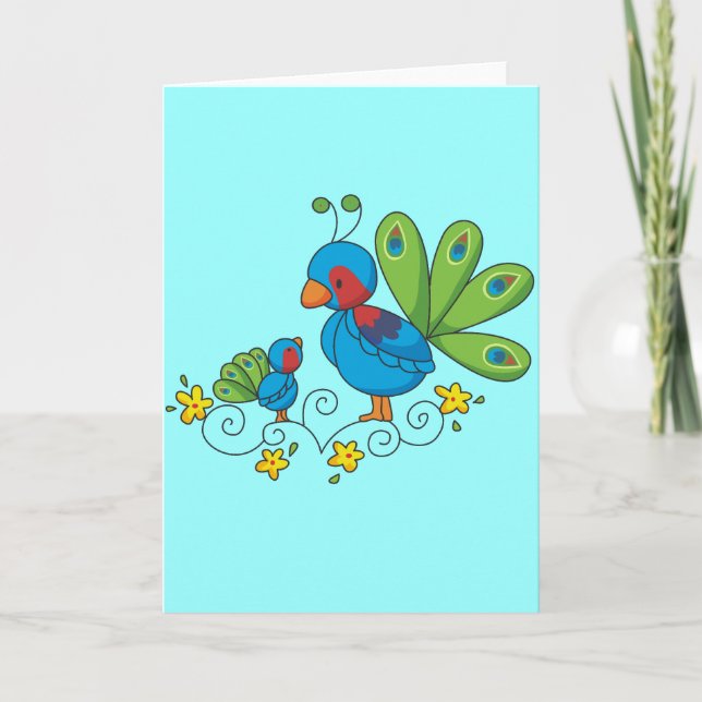 Mom and Baby Peacock Card (Front)