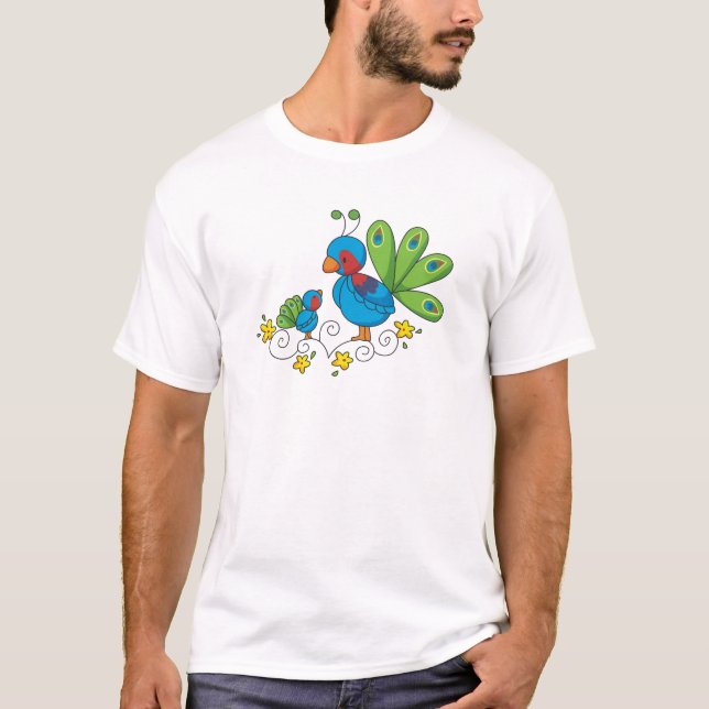 Mom and Baby Peacock T-Shirt (Front)