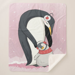 Mom And Baby Penguin Gifts For Baby Sherpa Blanket