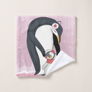 Mom And Baby Penguin Gifts For Baby Wash Cloth
