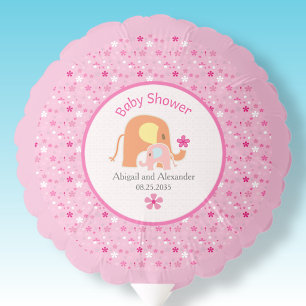 Mom and Baby Pink Elephant Baby Shower  Balloon
