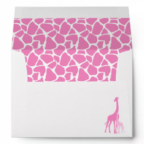 Mom and Baby Pink Giraffes Baby Shower Envelope