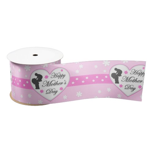 Mom and baby pink Mothers day Satin Ribbon