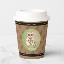 Mom and Baby Raccoon Shower Hot Beverage Cups