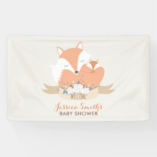 Mom and Baby Red Fox Baby Shower Banner