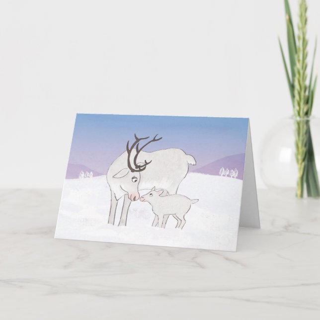 Mom and baby reindeer Christmas card (Front)