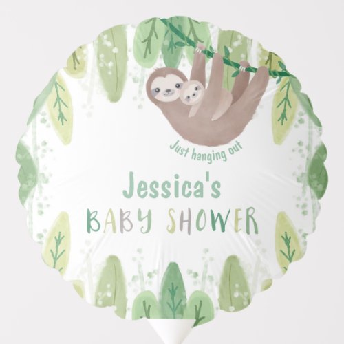 Mom and baby sloth baby shower decor balloon