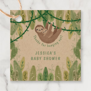 Mom and baby sloth boy baby shower favor tags