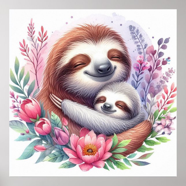 Mom and Baby Sloth Poster (Front)