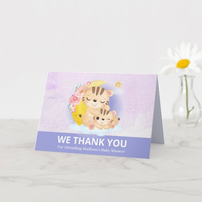Mom and Baby Tiger Purple Thank You Card (Small Plant)