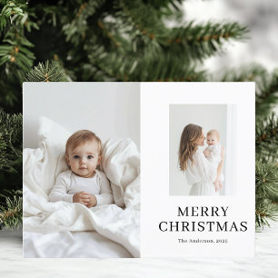 Mom and Baby Two Photo Christmas Postcard