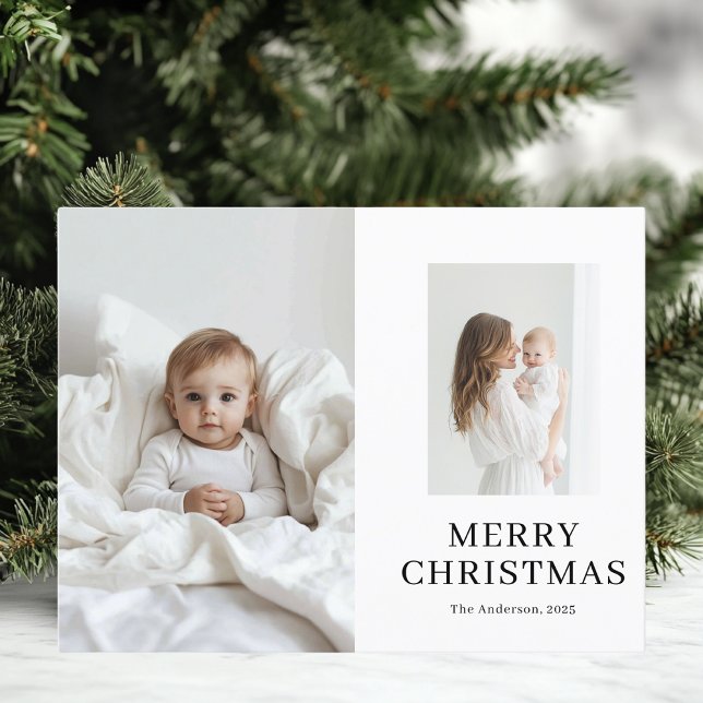 Mom and Baby Two Photo Christmas Postcard (Creator Uploaded)