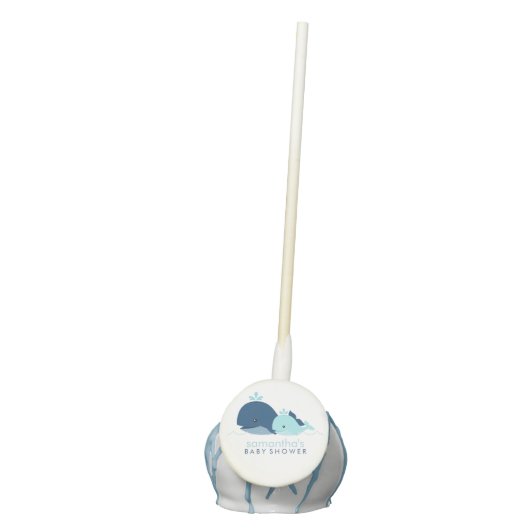 Mom and Baby Whale Baby Shower {blue} Cake Pops (Front)