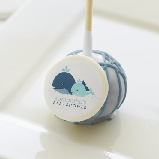 Mom and Baby Whale Baby Shower {blue} Cake Pops (Front Insitu)
