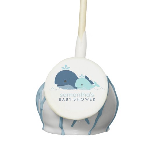 Mom and Baby Whale Baby Shower {blue} Cake Pops (Front)
