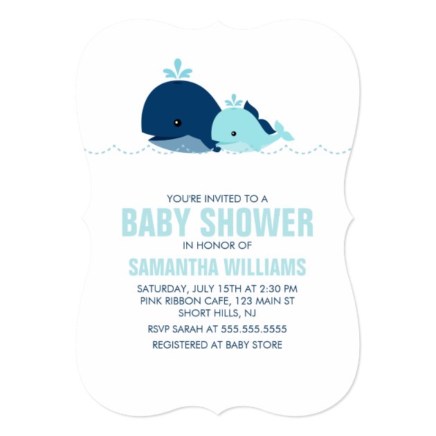 Mom And Baby Whale Baby Shower {blue} Invitation