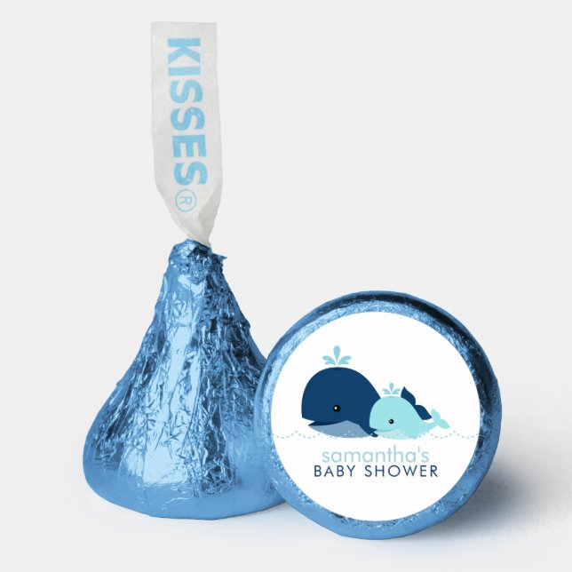 Mom and Baby Whale Baby Shower {blue} Hershey®'s Kisses® (Front)