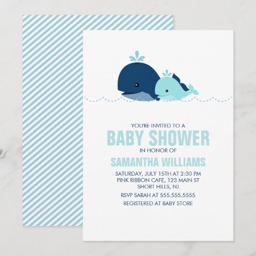 Mom and Baby Whale Baby Shower {blue} Custom Invitation