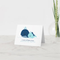 Mom and Baby Whale Baby Shower {blue} Letterpress Thank You Card