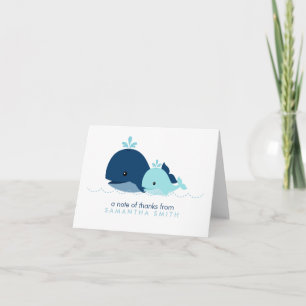 Mom and Baby Whale Baby Shower {blue} Letterpress Thank You Card