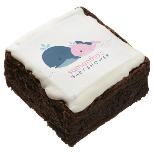 Mom and Baby Whale Baby Shower Brownie