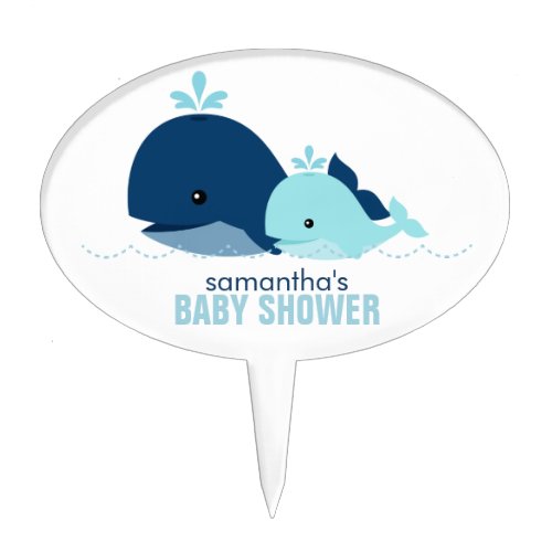 Mom and Baby Whale Baby Shower Cake Topper