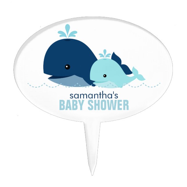 Mom and Baby Whale Baby Shower Cake Topper (Front)